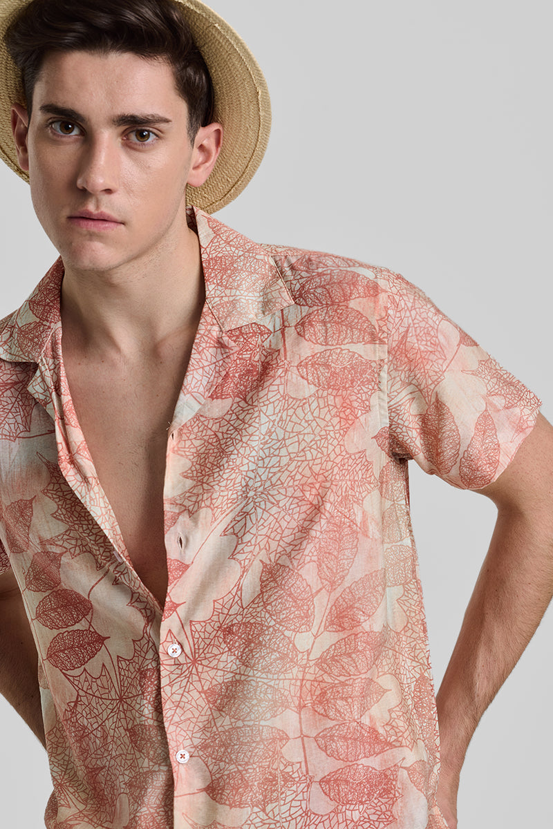 Peach Cuban Abstract Shirt