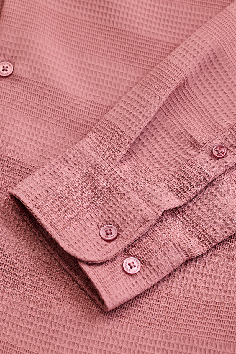 Pink Textured Slim Fit Shirt