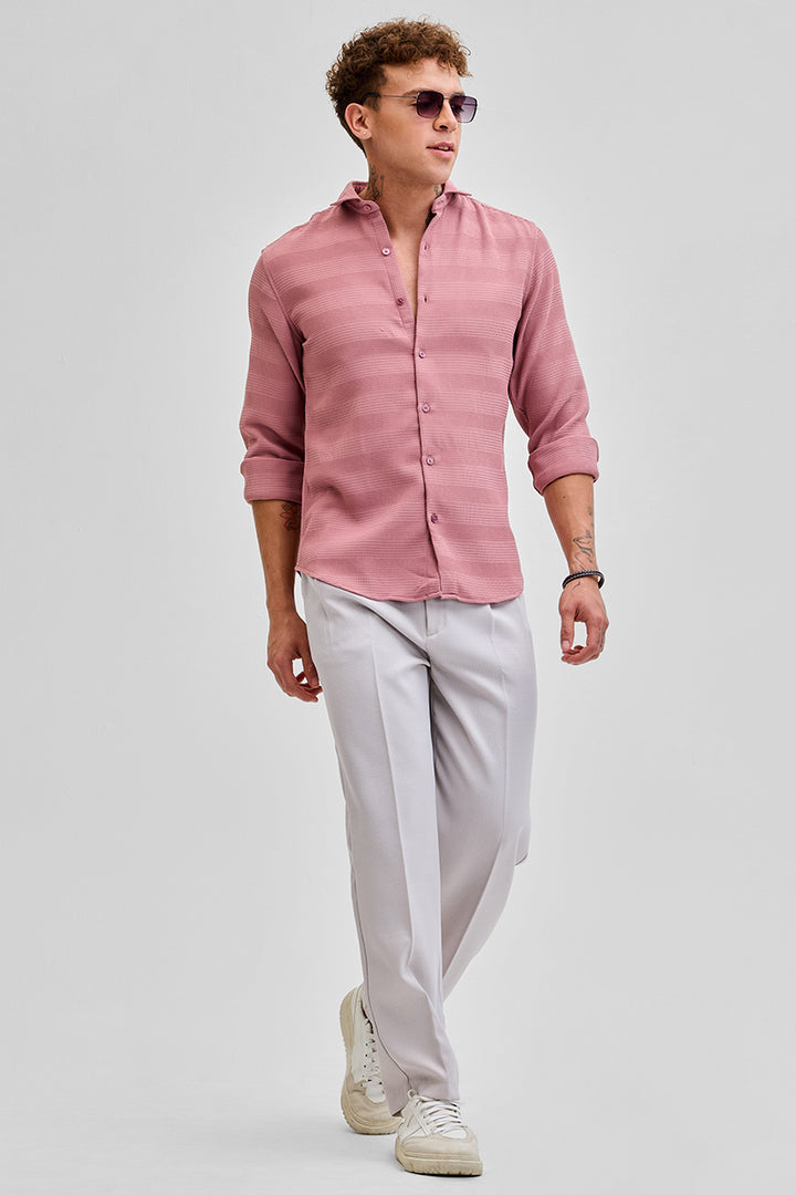 Pink Textured Slim Fit Shirt