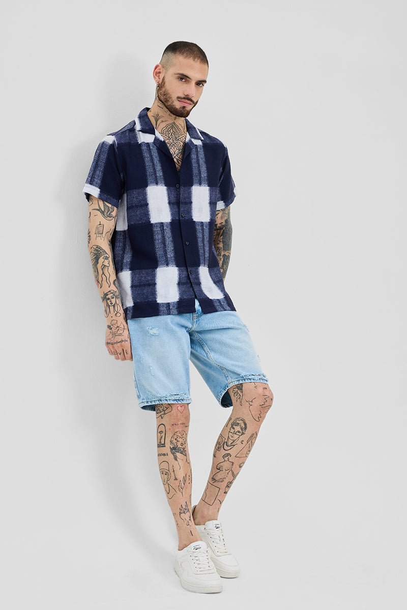 Indigo Geometric Box Fit Shirt