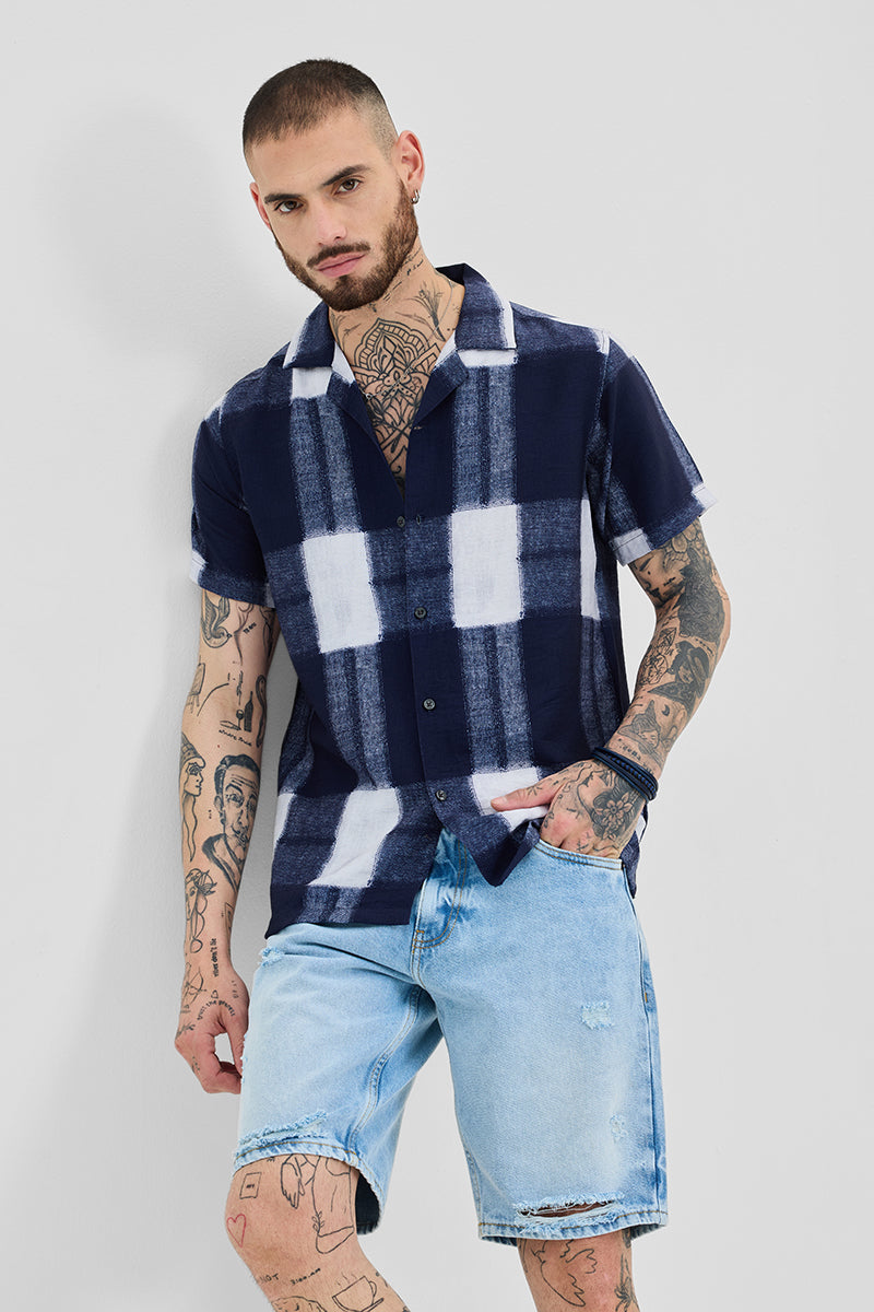 Indigo Geometric Box Fit Shirt