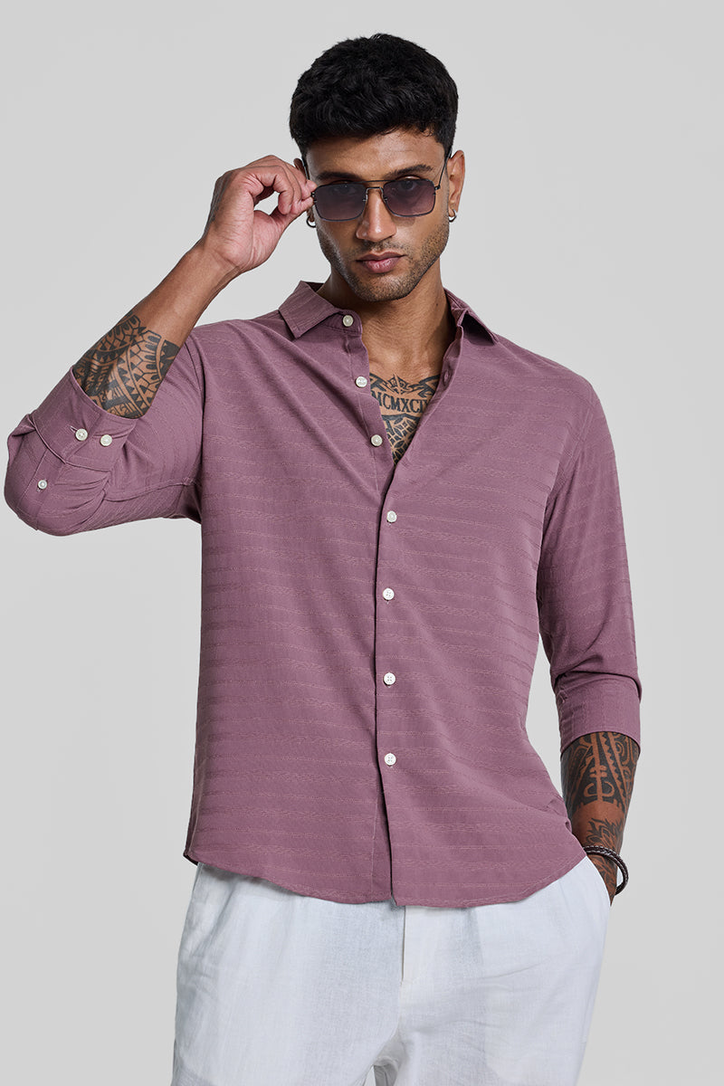 Mauve Self-Design Shirt