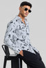 White Abstract Slim Fit Shirt