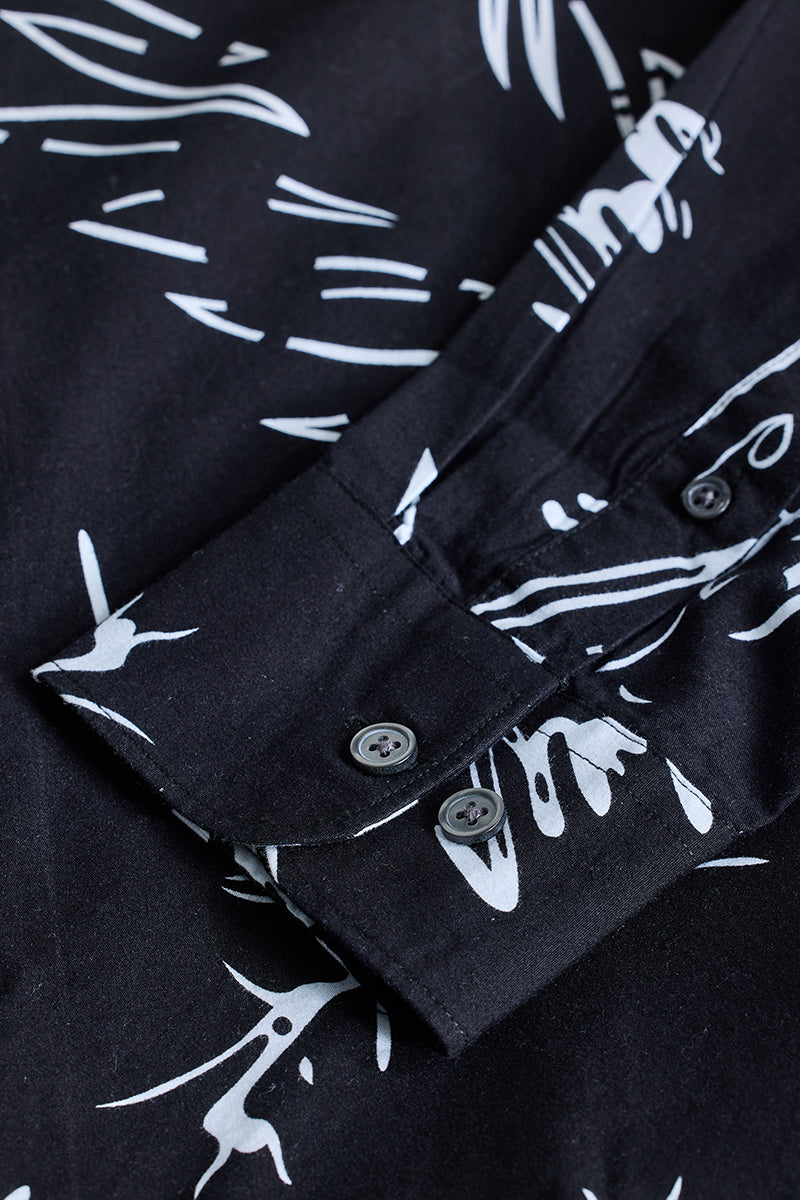 Black Abstract Slim Fit Shirt