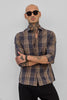 Charcoal Grey Checks Slim Fit Shirt