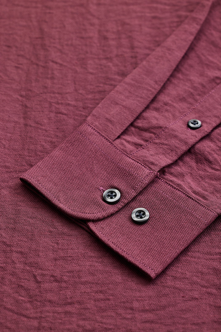 Mauve Textured Linen Blend Shirt