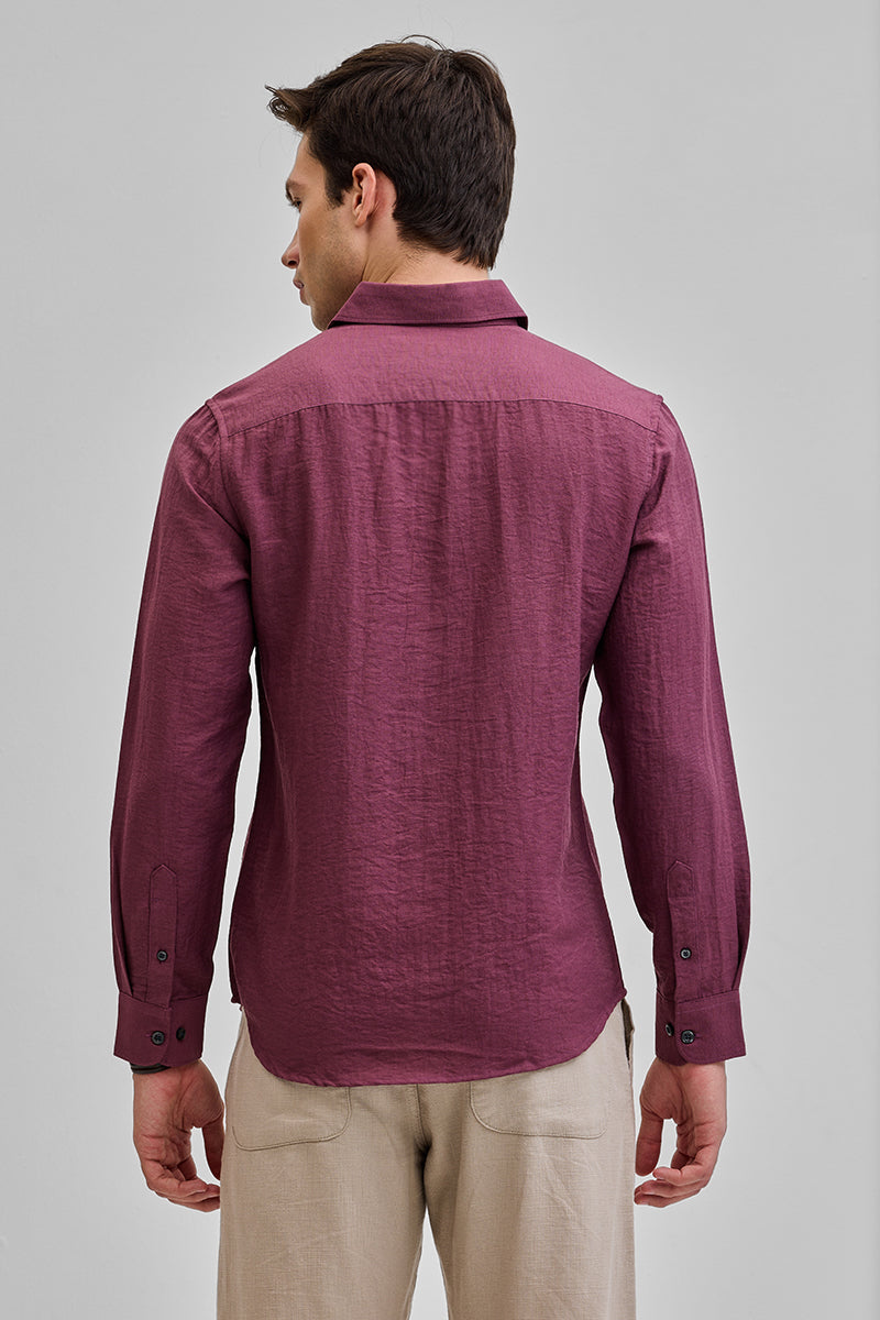 Mauve Textured Linen Blend Shirt