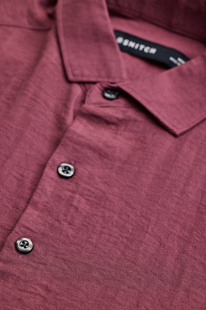 Mauve Textured Linen Blend Shirt