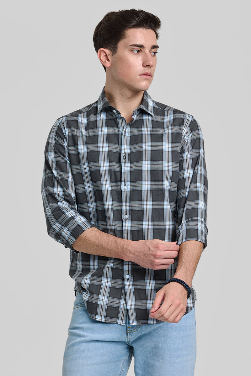 Grey Checks Slim Fit Shirt