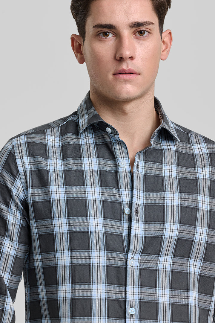 Grey Checks Slim Fit Shirt