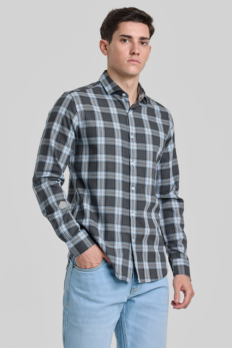 Grey Checks Slim Fit Shirt