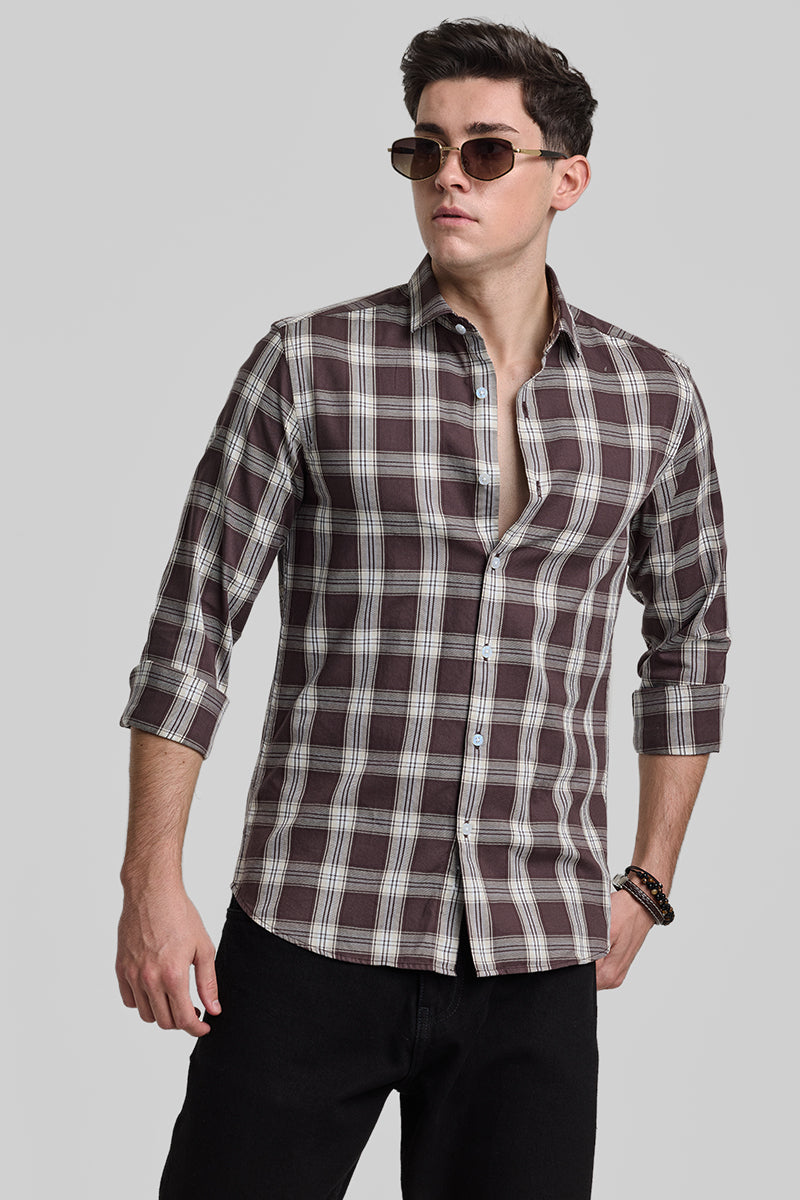 Brown Checks Slim Fit Shirt