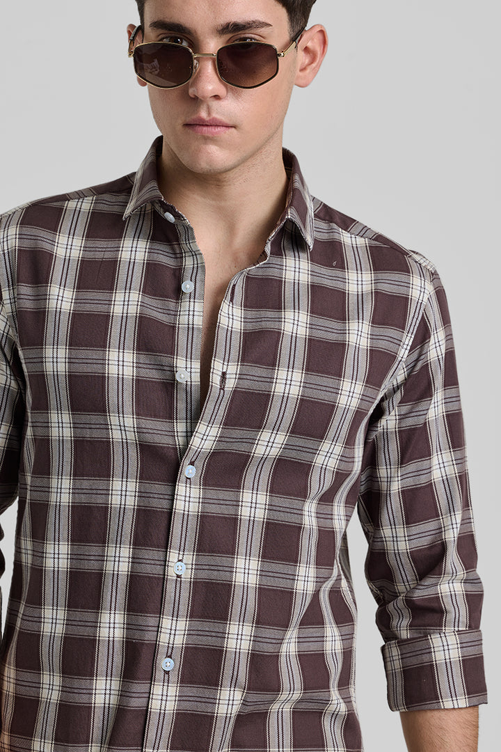 Brown Checks Slim Fit Shirt