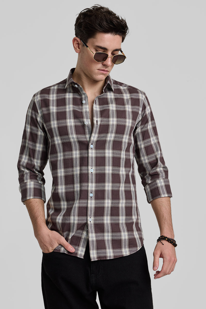 Brown Checks Slim Fit Shirt