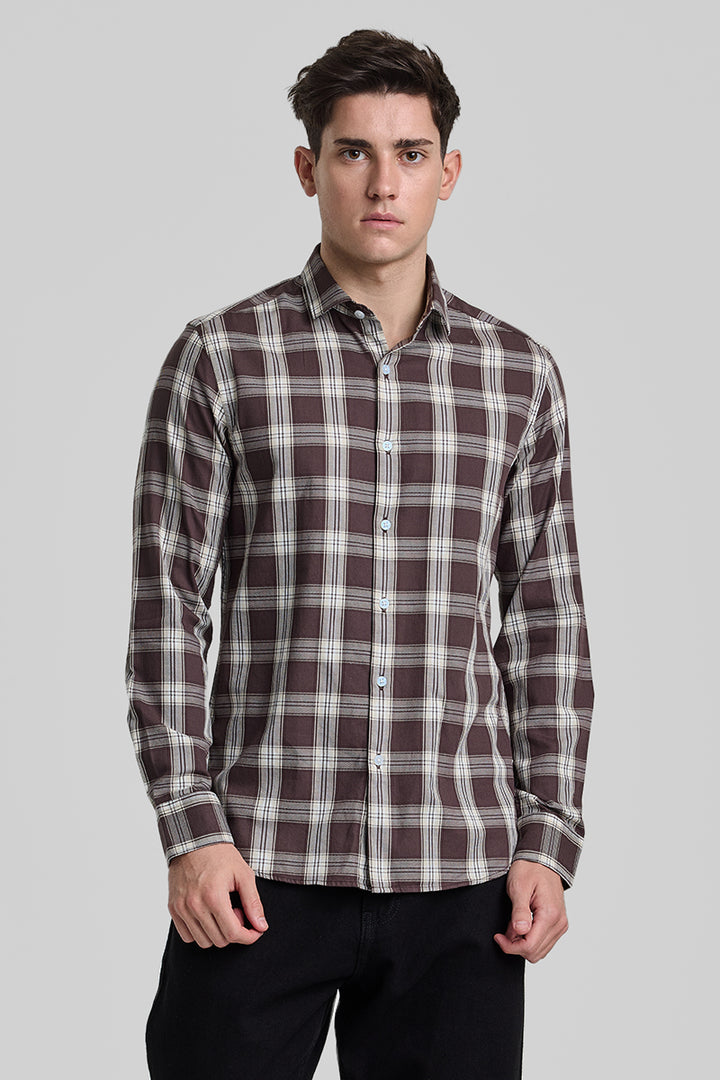 Brown Checks Slim Fit Shirt