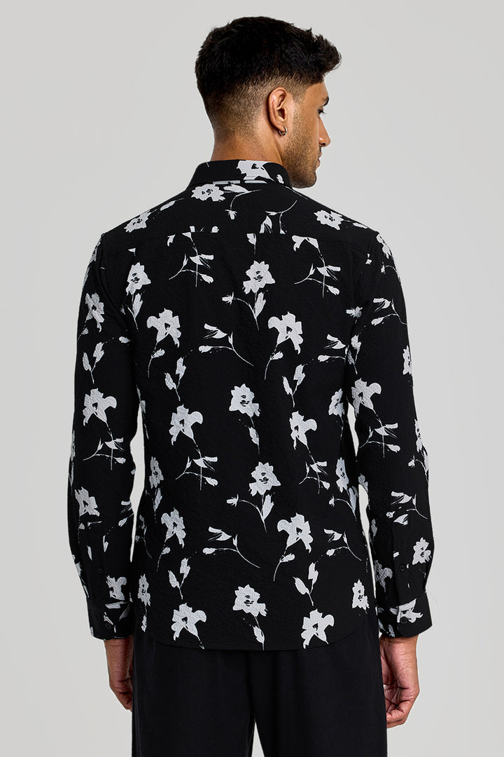 Black Floral Slim Fit Shirt