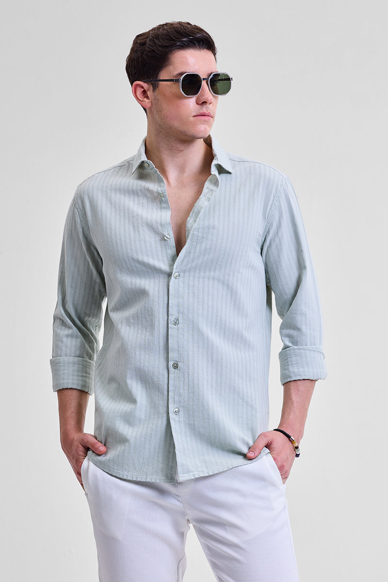 Light Grey Stripes Slim Fit Shirt