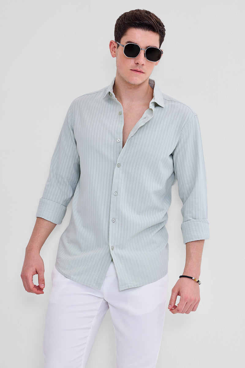 Light Grey Stripes Slim Fit Shirt