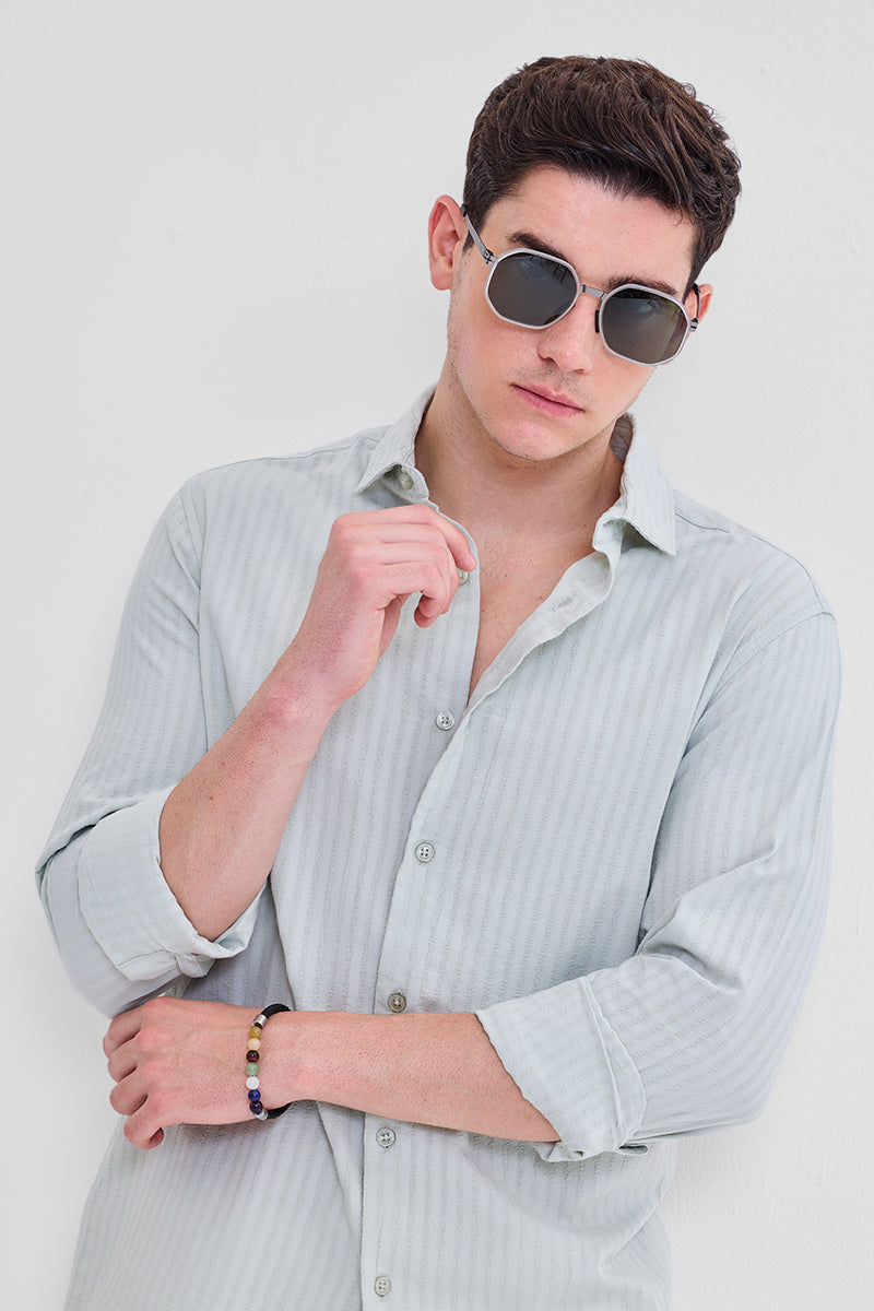 Light Grey Stripes Slim Fit Shirt