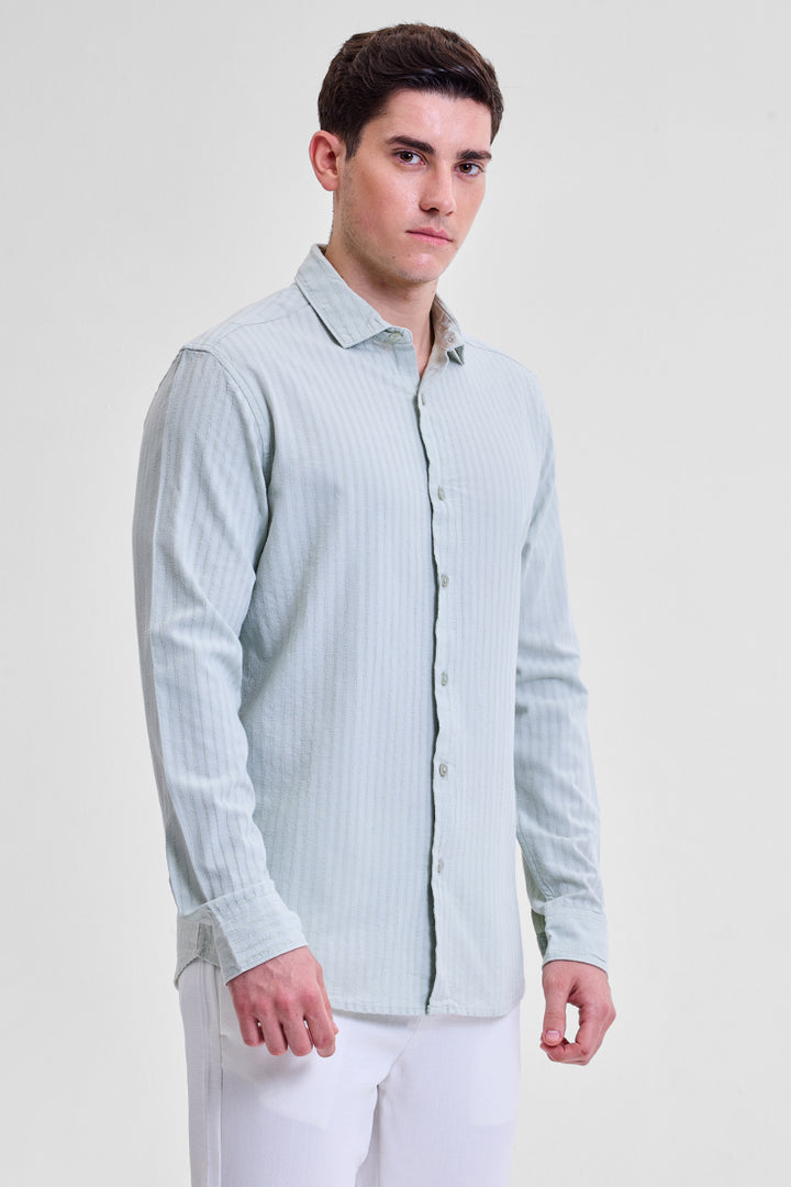 Light Grey Stripes Slim Fit Shirt