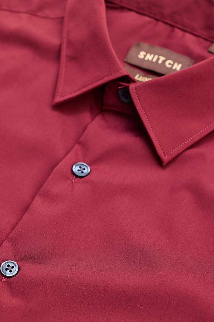 Red Slim Fit Stretch Shirt