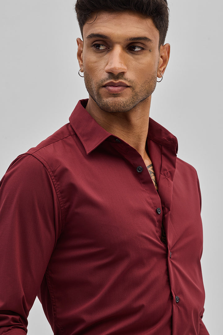 Red Slim Fit Stretch Shirt