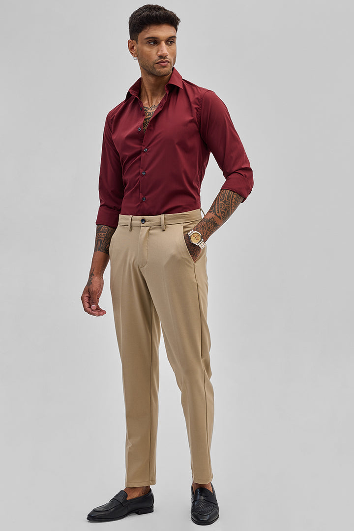 Red Slim Fit Stretch Shirt