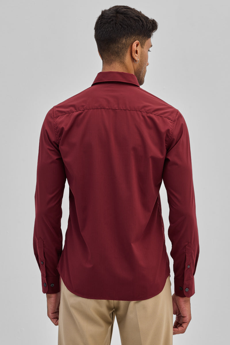 Red Slim Fit Stretch Shirt