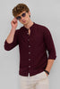 Maroon Mandarin Slim Fit Shirt