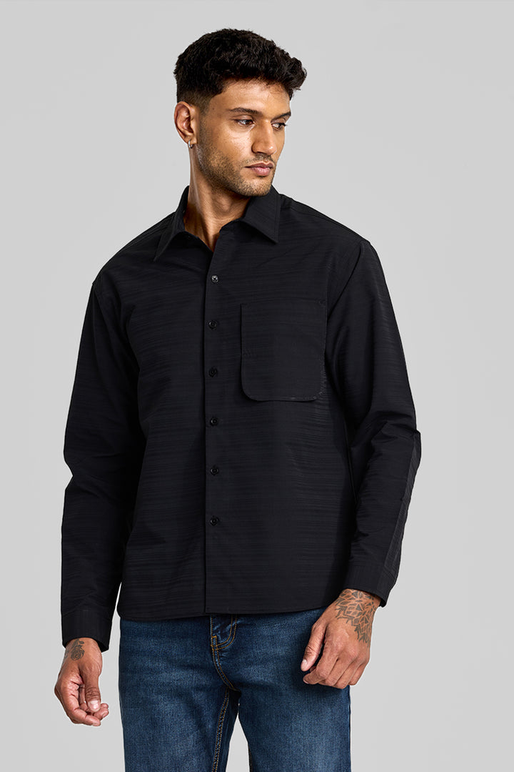 Black Stripes Relaxed Fit Overshirt