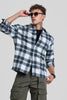 Grey Plaid Box Fit Flannel Shirt