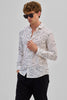 Cream Abstract Slim Fit Shirt