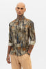 Olive Slim Fit Abstract Shirt