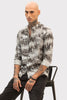 Dark Brown Slim Fit Abstract Shirt