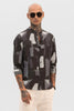 Black Abstract Mandarin Shirt