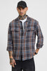 Charcoal Grey Flannel Checks Relaxed Fit Overshirt