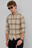 Beige Checks Slim Fit Shirt