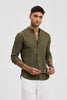 Olive Self-Design Mandarin Shirt