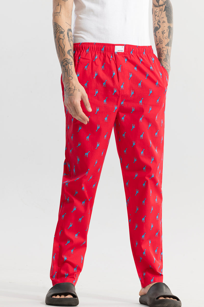 Giraffe Print Red Pyjama