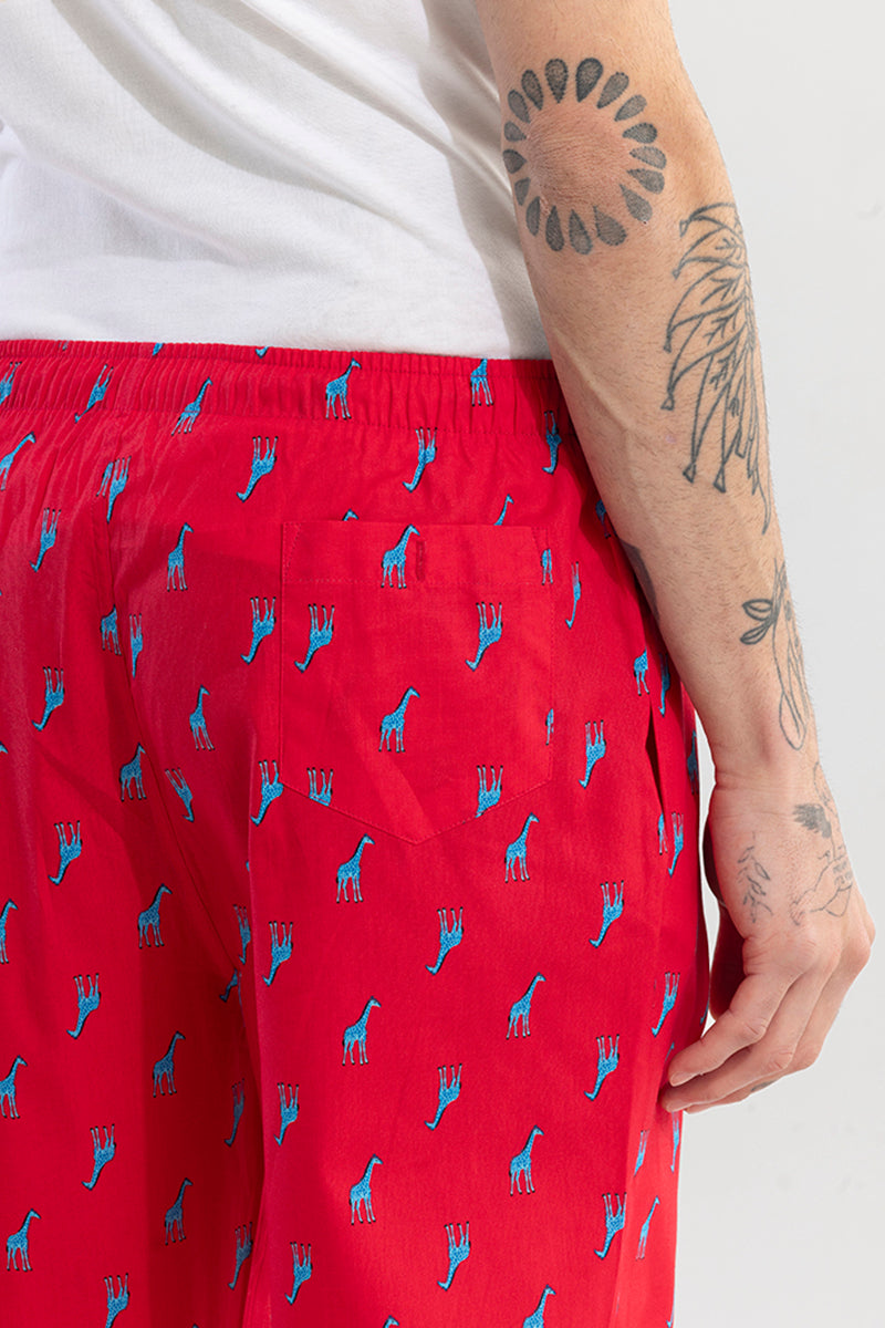 Giraffe Print Red Pyjama