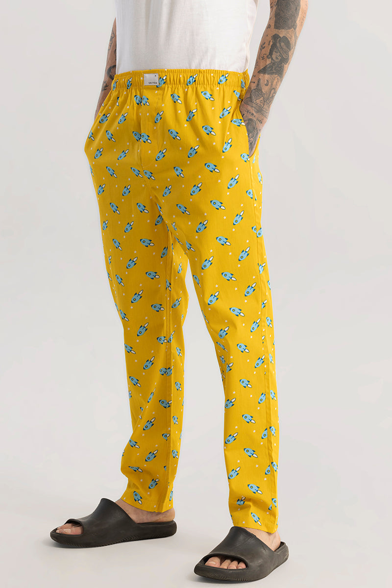 Rocket Print Yellow Pyjama