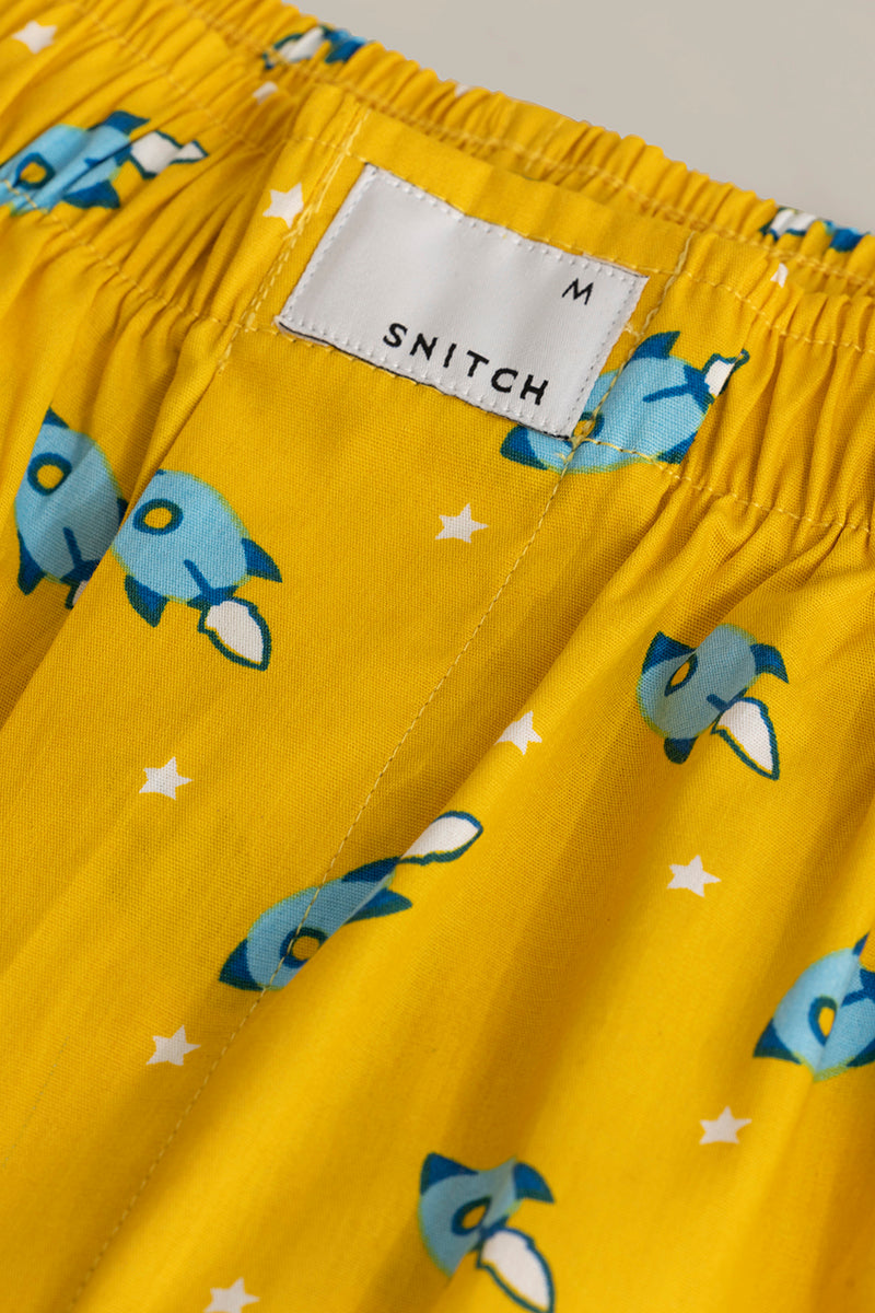 Rocket Print Yellow Pyjama