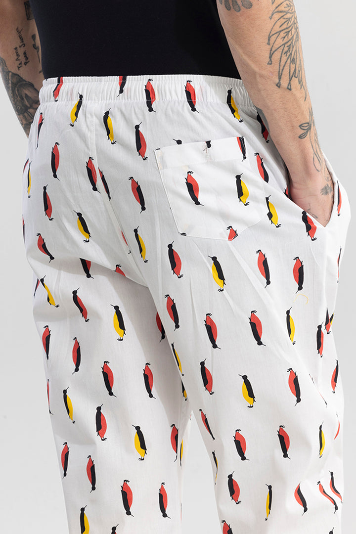 Penquin Print White Pyjama