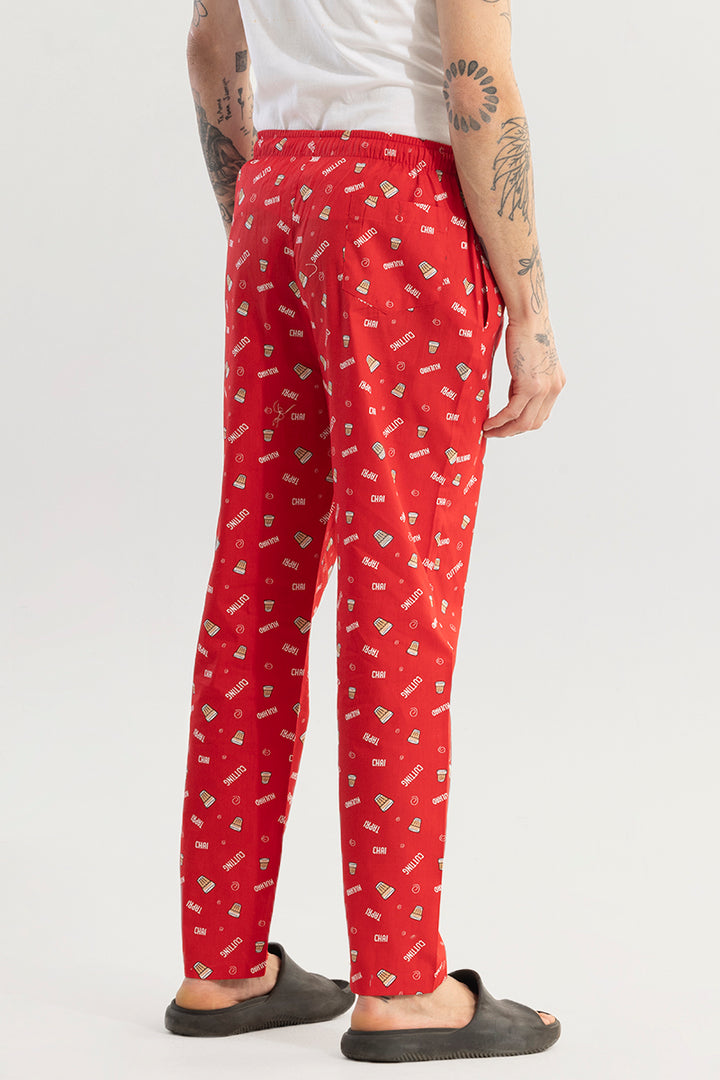 Chai Print Red Pyjama