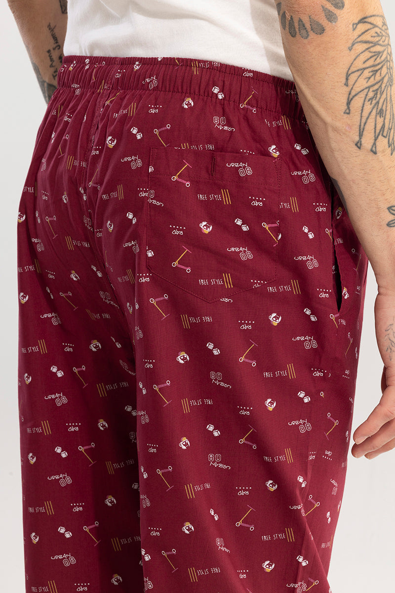 Urban Print Maroon Pyjama