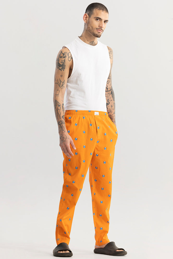 Beer Print Orange Pyjama