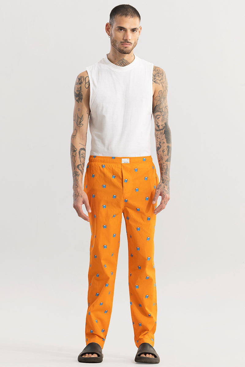 Beer Print Orange Pyjama