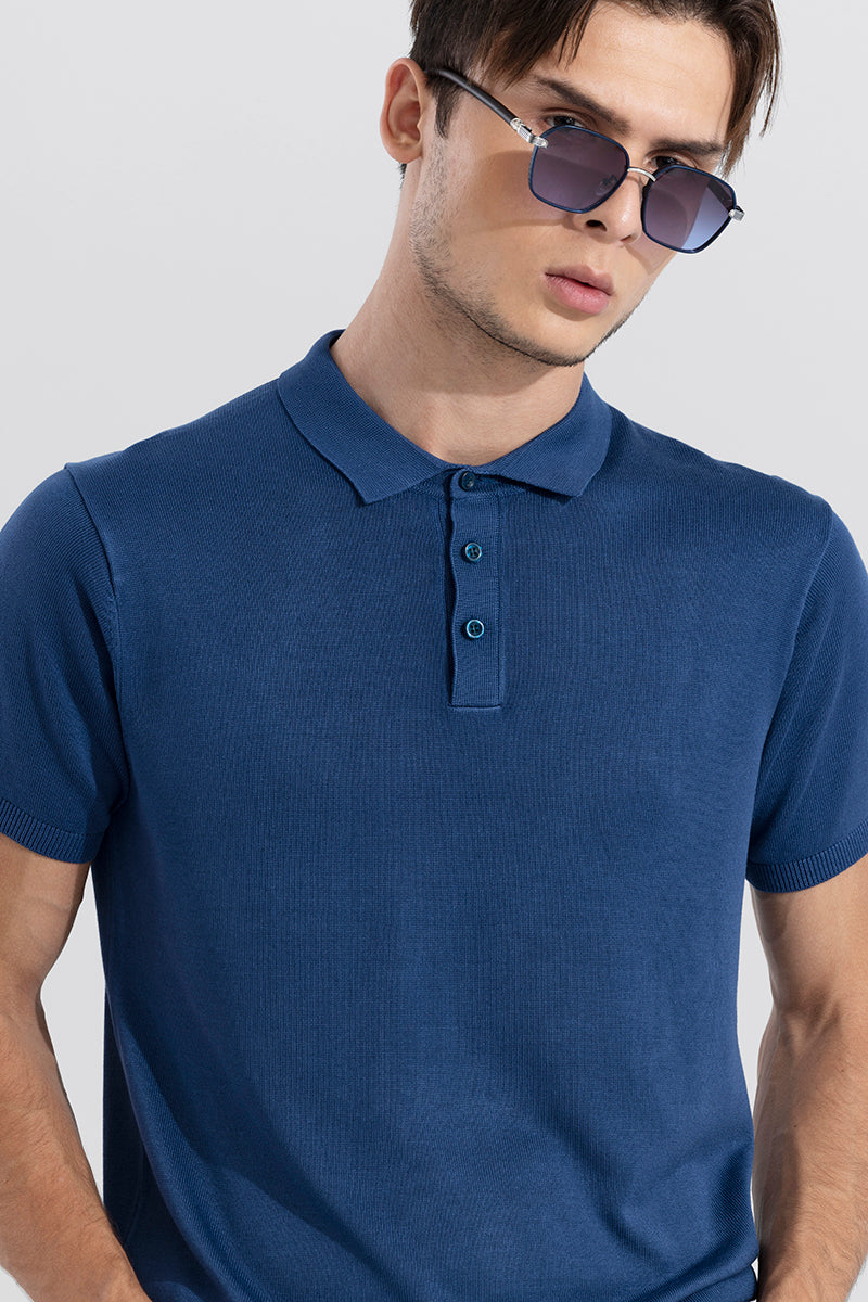 Buy Men's Effortless Chic Blue Polo T-Shirt Online | SNITCH
