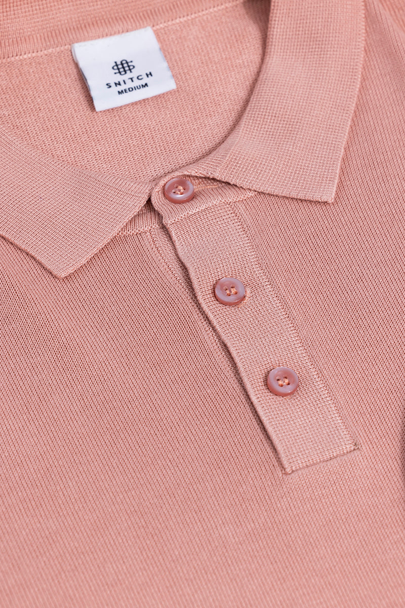 Effortless Chic Peach Polo T-Shirt