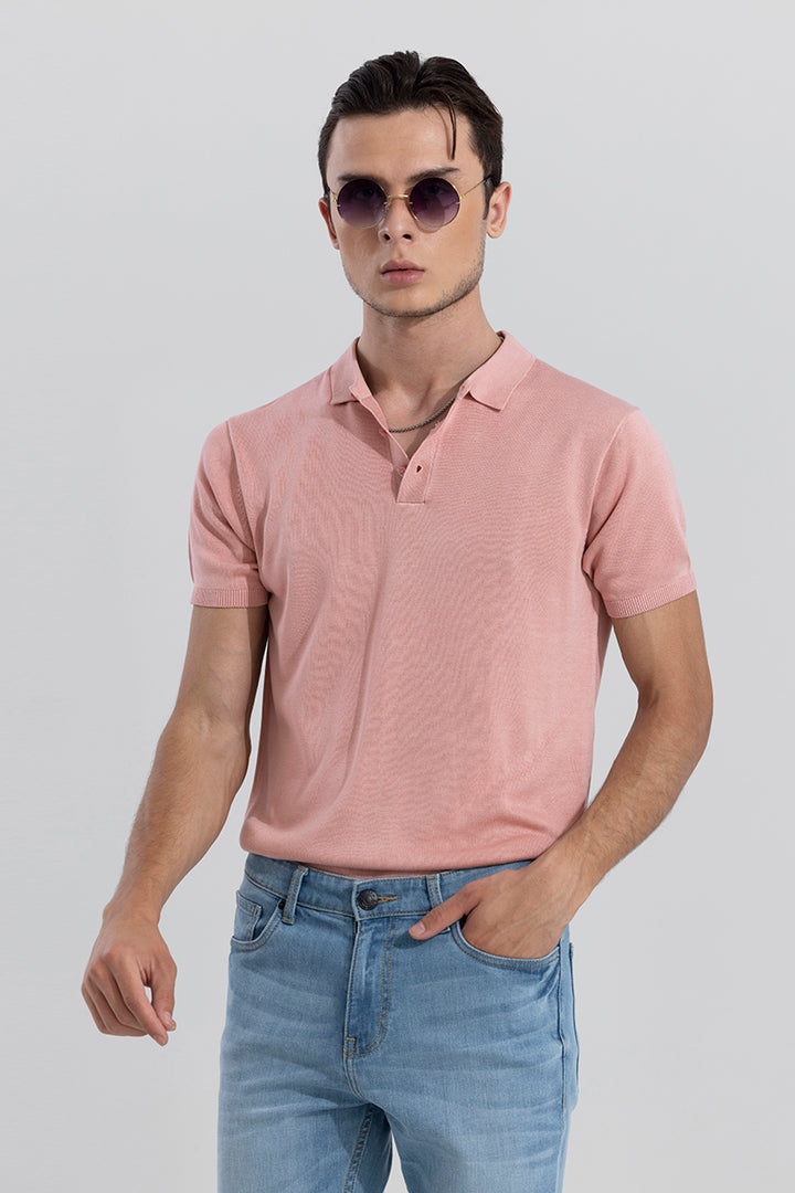 Effortless Chic Peach Polo T-Shirt